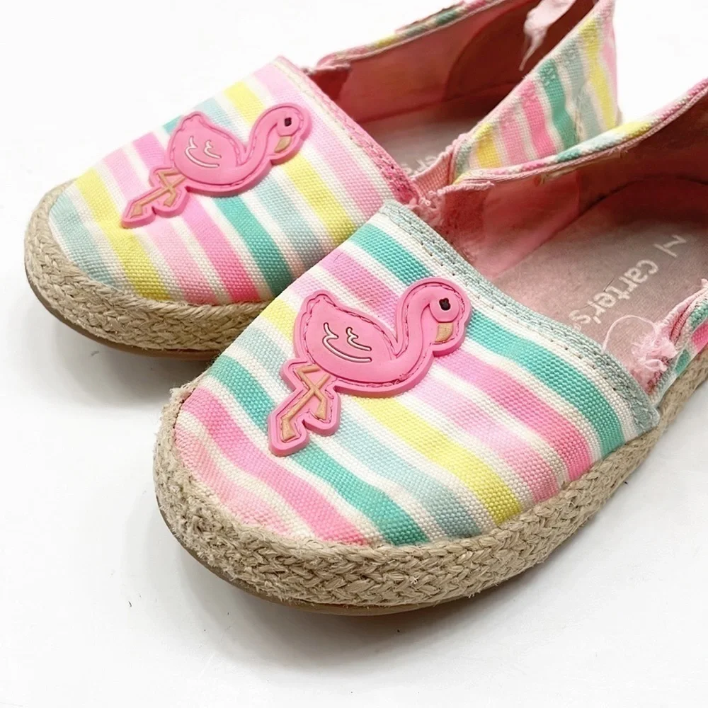 Carter's striped flamingo baby girls shoes